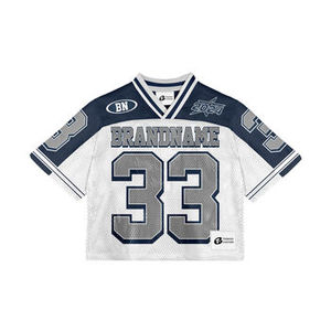 Uniforme de fútbol americano Vintage de fabricante personalizado, jersey de malla de punto de gran tamaño con cuello en V, de fútbol americano para hombre - Product Image 5