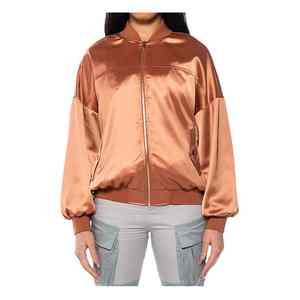 Chaqueta de Satén Ligera Personalizada para Mujer, Chaqueta Universitaria de Satén, Chaqueta Bomber con Parche de Chenilla y Logotipo para Mujer - Product Image 1