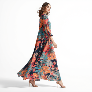Robe longue tissée décontractée à imprimé numérique, élégante, pour femme, avec personnalisation OEM ODM - Product Image 3