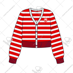 Delta Sigma Theta DST Casual invierno tejido cárdigan suéter de talla grande Diseño a rayas con decoración bordada - Product Image 1