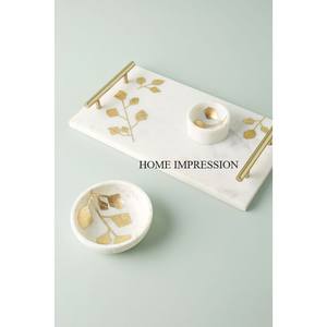 HOME IMPRESSION HI-51113 Plateaux de service pour la maison, en métal, avec poignées dorées, modernes, non toxiques, gravure personnalisée, forme et couleur au choix - Product Image 1