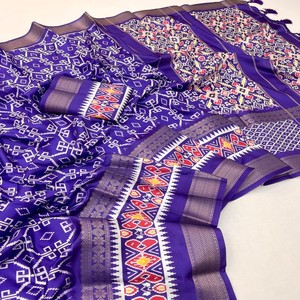 À la mode et élégant imprimé numérique Lichi Silk Kalamkari Saree couleurs accrocheuses et qualité supérieure pour les consommateurs et les acheteurs en gros - Product Image 2