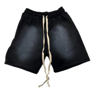 Venta al por mayor personalizado hombres tinte solar se decolora negro lavado pantalones cortos de sudor ácido lavado Vintage desgastado 100% algodón secado rápido High Street - Product Image 1