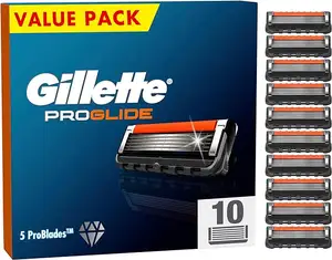 Gillette protlide pisau cukur pria, pak 10 isi ulang pisau cukur dengan pemangkas presisi, 5 pisau anti-gesekan