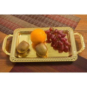 Plateau de service traditionnel en métal doré pour la maison décoratif hôtel Restaurant bar ustensiles de cuisine décor de Table fabriqué en inde nouveauté - Product Image 5