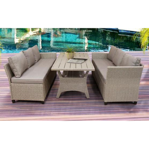 Precio de fábrica Café Sillas y mesas Marco de acero Mesa de mimbre Embalaje de cartón Julemind Juego de comedor con Plw Top Phu Linh Factory - Product Image 1