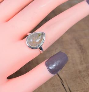 Anillo de piedras preciosas de rutilo dorado, joyería para mujer, joyería de estilo bohemio plateado, anillo hecho a mano de tendencia de Plata de Ley 925, regalo para ella - Product Image 3