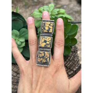 Myron Etsitty Fine Boho Style Tibetan Turquoise & Sterling <b>Silver</b> <b>Statement</b> <b>Ring</b> Bezel Set Size 6.75 Everyday Wear - Product Image 3
