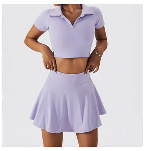 Nouveau Jupe de fitness Sports de plein air Col zippé Robe de tennis Robe uniforme netball personnalisée Robe de tennis pour femmes pour filles - Product Image 5
