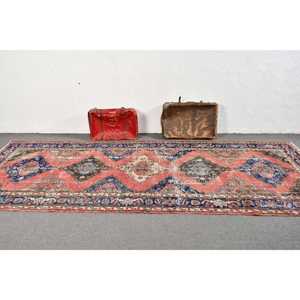 4.8x12.1 ft Vintage Turkish Rug, <b>Runner</b> Rug, <b>Red</b> Wool Rug - Product Image 3