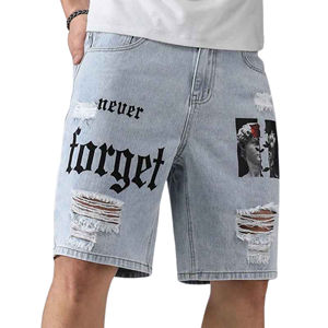 Short en jean durable pour hommes Design personnalisé pour des tenues décontractées avec ceinture confortable - Product Image 3