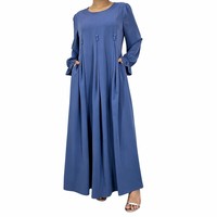 Gaun Maxi Wanita Lengan Panjang Berlipit Model Abaya Bahan Polyester Panjang Menyentuh Lantai untuk Pesta Pernikahan dan Acara Malam, Cocok untuk Wanita Muslim, Bahan Bernapas