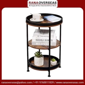 โต๊ะกลางทำจากไม้และโลหะโต๊ะกลม3ชั้นโต๊ะสำหรับบ้านสำนักงานห้องนอน - Product Image 6