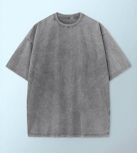 T-shirt en coton lavé olive pour homme, manches courtes, col rond, coupe ample, couleur unie, jersey décontracté - Product Image 3