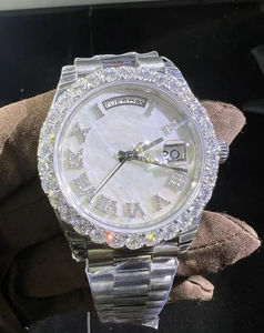 Reloj de Pulsera de Alta Calidad con Esfera Blanca y Diamantes Cultivados en Laboratorio, Reloj de Acero Inoxidable para Hombre, Tendencia de Venta Caliente, al por Mayor - Product Image 3