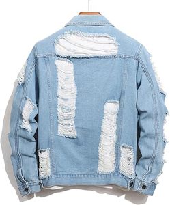Service OEM 100% Veste en jean de haute qualité 100% coton vieilli avec patchs déchirés et motif de lettres - Product Image 2