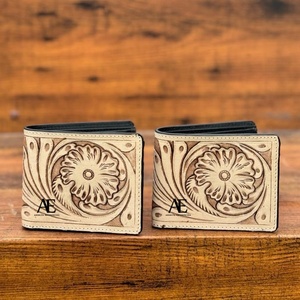 Nueva llegada patrón occidental mano Tooled cuero hombres billetera cremallera larga Venta caliente moda elegante efectivo titular regalo para él - Product Image 1