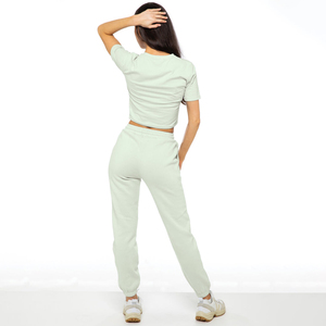 Pantalons de jogging en molleton de coton pour femmes personnalisés, brodés, surdimensionnés, en molleton français, imprimés en relief, pantalons à fermeture mi-longue pour femmes - Product Image 5