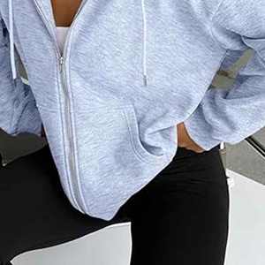 Unisexe Logo personnalisé respirant coupe-vent écologique pleine fermeture éclair polaire brodé à capuche hiver Hip Hop style en gros solide - Product Image 6