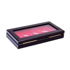 กล่องโชว์เหรียญทำจากไม้สามตำแหน่งพร้อมฝาปิดโปร่งใสเคสยาวสั่งทำสำหรับนักสะสมเหรียญทอง - Product Image 3