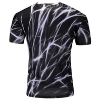 T-shirt graphique cinétique électrique Pro-Elite |   T-shirt abstrait entièrement sublimé avec motif éclair |   Vêtements de sport haute performance 200 g/m²