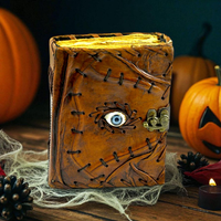 Livre de sorts en cuir Hocus Pocus hanté, Grimoire gothique réaliste avec œil maléfique, Journal de lecture classique, Livre d'ombres pour Halloween