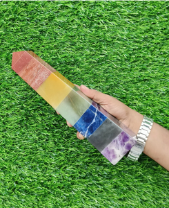 Natural al por mayor 7 Chakra curación de cristal vibración metafísica meditación 4 facetas de la torre para Decoración - Product Image 4