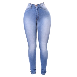 Jeans Ajustados de Cintura Alta para Mujer, Tallas Grandes, de la Marca Premium Saleh Enterprises, Ecológicos, Lavado Claro, Mezcla de Poliéster/Algodón, para Invierno - Product Image 3