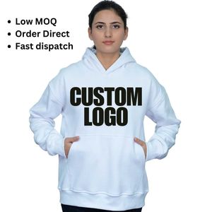 Logo personnalisé blanc femmes sweats à capuche surdimensionnés en coton 400 gsm quantité minimale de commande bas prix compétitif RTS prêt à expédier sérigraphie impression broderie - Product Image 1