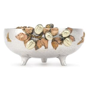 Antique Sterling Silver & Mixed Metal Fruit Bowl <b>Aesthetic</b> Movement Decorative Centrepiece Vintage Handcrafted Collectible Bowl - Product Image 1