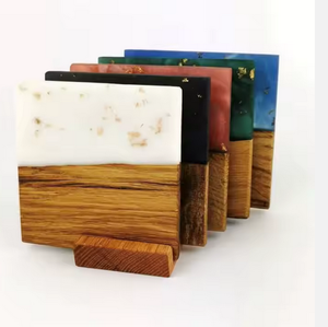 ชุดที่รองแก้วเรซินอีพ็อกซี่2025พรีเมี่ยม6ชิ้นแผ่นไม้เอฟเฟกต์หินอ่อนพร้อมที่วาง - Product Image 3