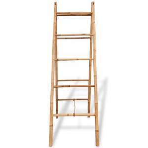 Escalera de toalla doble plegable de bambú hecha a mano vintage con 5 peldaños de bambú 50x160 cm-Toallero de bambú en el baño - Product Image 2
