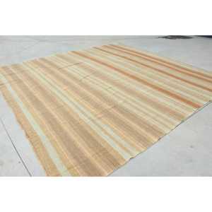Turkish Oversize Rug 11.8x12.5 ft, <b>Brown</b> White Solid Rug <b>Wool</b> - Product Image 3