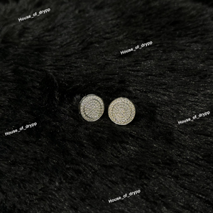 ต่างหูเงินประดับมอยส์ซาไนต์ทรงกลมแบบฝังเพชร ดีไซน์เรียบหรู ประดับเพชรเต็มเม็ด สำหรับผู้หญิง สวมใส่ได้ทุกวัน - Product Image 1