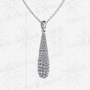 Haute qualité 32mm larme pendentif fabriqué à la main 925 en argent Sterling Multi Zircon élégant amoureux motif plaqué or bijoux fins - Product Image 5