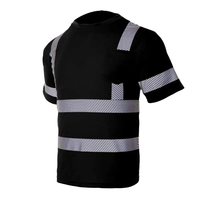 T-shirts de sécurité haute visibilité OEM T-shirt réfléchissant avec logo personnalisé Vente en gros Sécurité personnalisé Respirant Noir Réfléchissant
