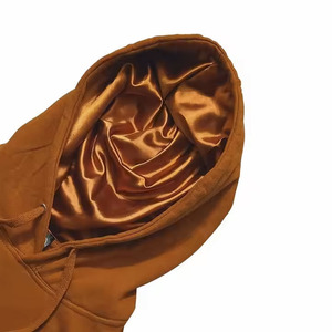 Pull-over brodé personnalisé grande taille Sweat-shirt éponge française 100% coton marron soyeux à capuche Sweats à capuche personnalisés vierges - Product Image 3