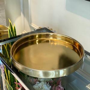 Plateau de service de fruits en métal plaqué or Forme arrondie Chocolats à double paroi Plateau de service pour centre de table Plateau en métal - Product Image 5