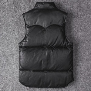 Chaqueta de cuero para hombre, chaleco de piel de oveja, traje de vuelo corto, corte ajustado, chaleco grueso y cálido, otoño e invierno - Product Image 2