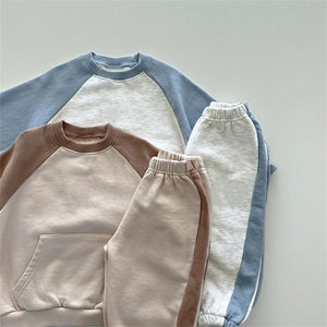 Haute qualité 2 pièces grande taille solide à capuche enfants survêtement ensemble personnalisé garçons survêtement 100% coton à vendre - Product Image 2