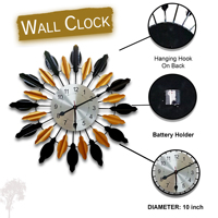 Horloge murale en métal antique faite à la main pour la maison salon salle à manger chambre et bureau or noir 27.5 pouces fabricant indien usine