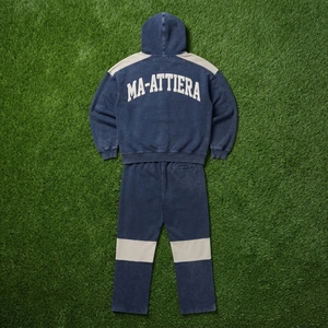 Conjunto de chándal de dos piezas para hombre, estilo streetwear, con sudadera con capucha azul marino extragrande con cremallera y pantalones deportivos holgados. - Product Image 5