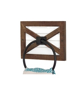 Anneau de serviette de main décor de ferme pour salle de bain-Porte-serviettes rustique, mural, mélange de bois, unique Shiplap et anneau noir - Product Image 2