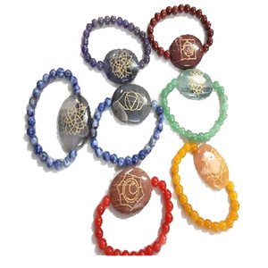 Conjunto de pulsera de piedras preciosas de cristal natural curativo de 7 Chakras, pulseras de abalorios de moda con cuentas ovaladas y redondas - Product Image 4