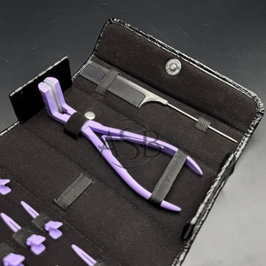High Quality Purple Heavy-Duty Stainless <b>Steel</b> Tape Hair Extension Pliers <b>Silicon</b> Grip Clips Comb Hair Extension Tool Kit - Product Image 4