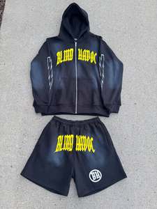 ชุดวอร์มฮิปฮอปแบบสวมหัวพิมพ์ DTG เสื้อฮู้ดดี้แบบสวมหัวพิมพ์ลายโลโก้ออกแบบได้ตามต้องการชุดผ้าฝ้ายวินเทจระบายอากาศได้ดี - Product Image 6