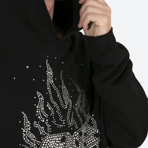 Sweat à capuche en coton molletonné unisexe personnalisé avec fermeture éclair de haute qualité tissu français pour strass impression bouffante longue saison d'hiver solide cousu - Product Image 2