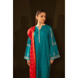 ชุดสูทปักลายแจ็คการ์ดสีเขียวสำหรับผู้หญิง - เสื้อและผ้าคลุมไหล่ - Product Image 3