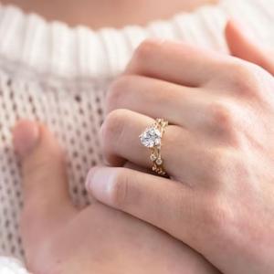 IGI Round Lab Grown Diamond Ring14K Gold Lab Créé Bague en diamant pour mariage et bague de fiançailles ou bande - Product Image 4