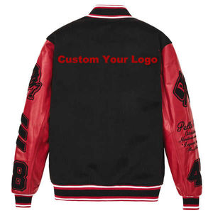 Chaqueta de Béisbol Personalizada de Alta Calidad para Hombre con Bordado, Estampado, Parches Universitarios, Logotipo Frontal, Estilo Grafiti - Product Image 4